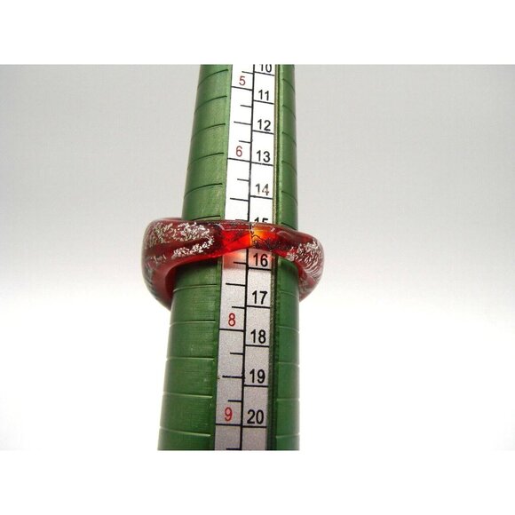 Pier One Blown Glass Cosmic Ring Domed Red Blue Gold Chromatic Lampwork Size 7 - Picture 11 of 11